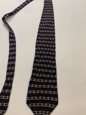Vintage Oscar de la Renta Purple and Gray Geometric Silk Tie